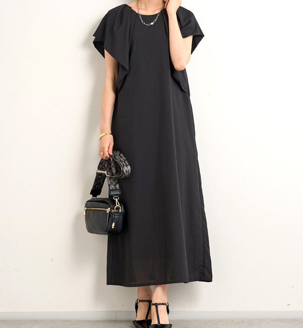  「《夏に快適◎・主役級アイテム》吸湿速乾機能付きフリルワンピース」|その他|ブラック