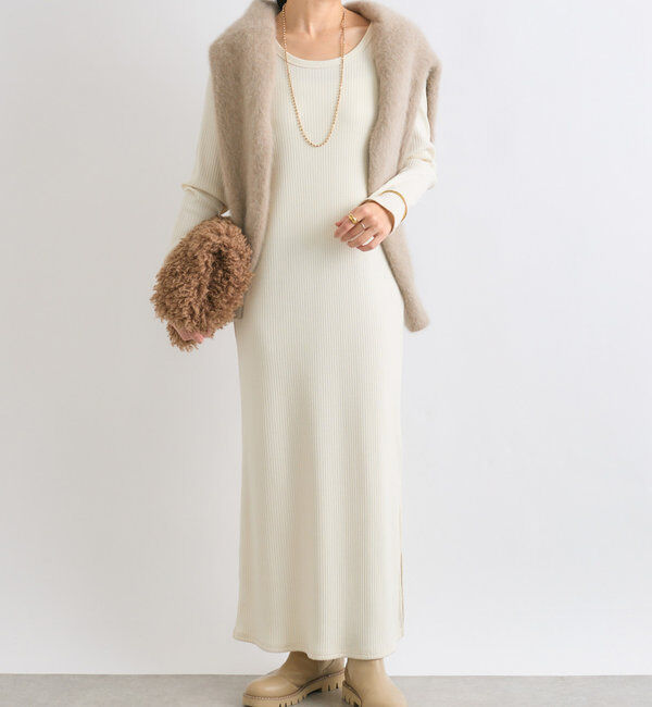  「【全骨格細見え】2WAYロングリブワンピース」|ワンピース|アイボリー