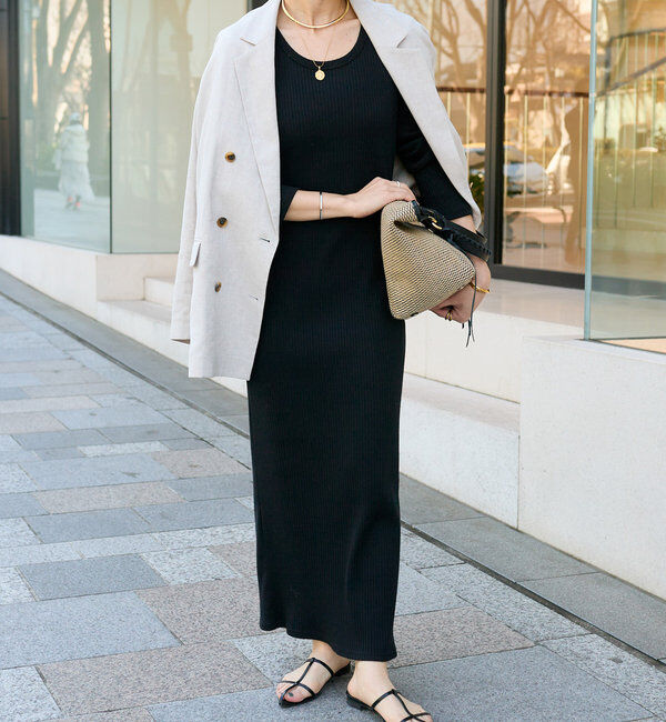  「【全骨格細見え】2WAYロングリブワンピース」|ワンピース|ブラック