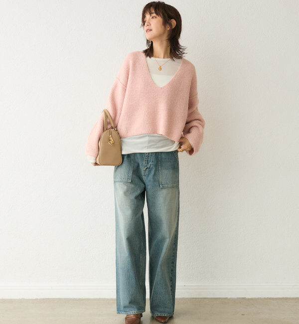  「【ゆったり着やすい】ルーズプランジニット」|ニット・セーター|