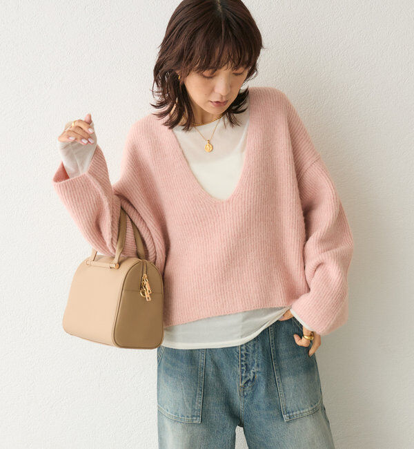  「【ゆったり着やすい】ルーズプランジニット」|ニット・セーター|