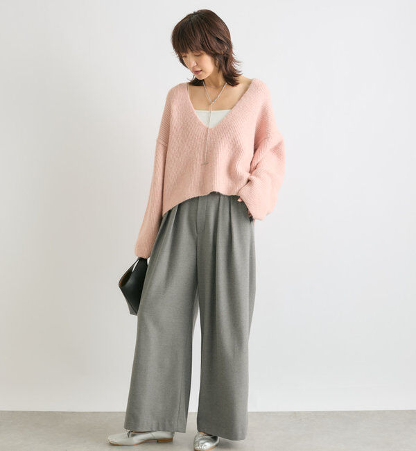  「【ゆったり着やすい】ルーズプランジニット」|ニット・セーター|
