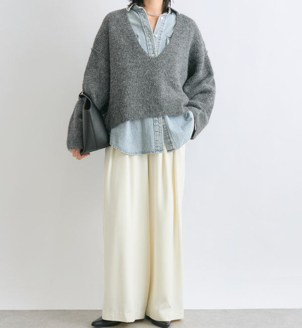  「【ゆったり着やすい】ルーズプランジニット」|ニット・セーター|
