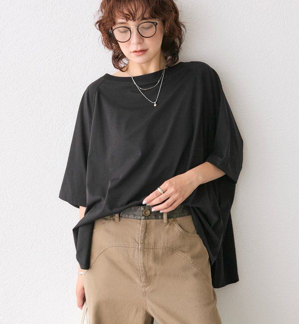  「【着心地抜群】ポンチョカットソー」|Tシャツ・カットソー|ブラック