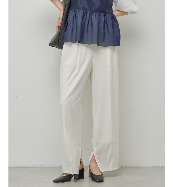  「ジャージーワイドタックパンツ」|スラックス|