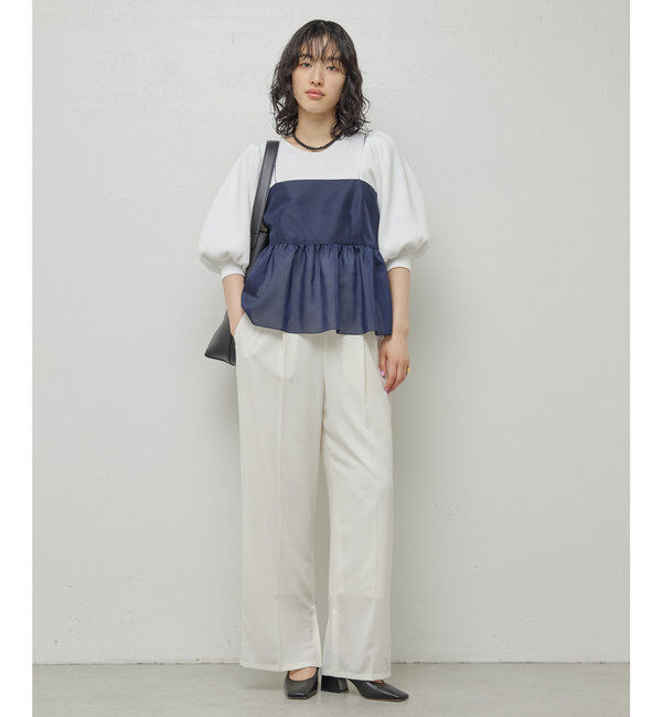  「ジャージーワイドタックパンツ」|スラックス|