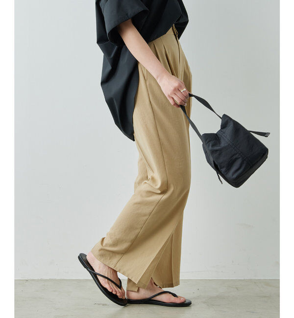  「ジャージーワイドタックパンツ」|スラックス|