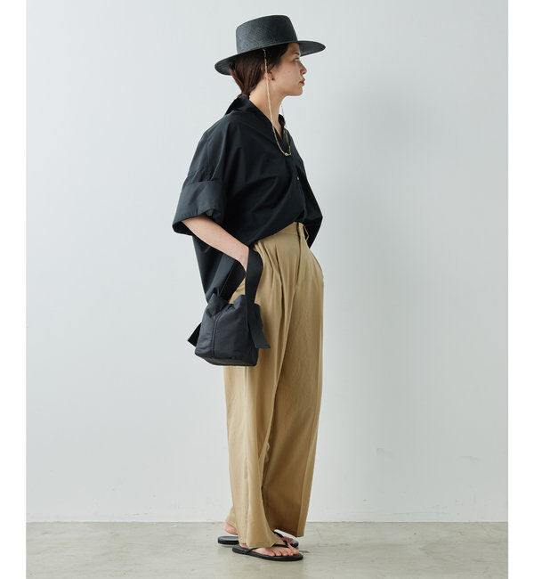  「ジャージーワイドタックパンツ」|スラックス|