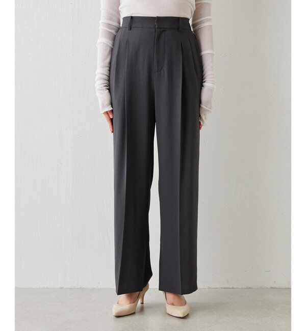  「ジャージーワイドタックパンツ」|スラックス|