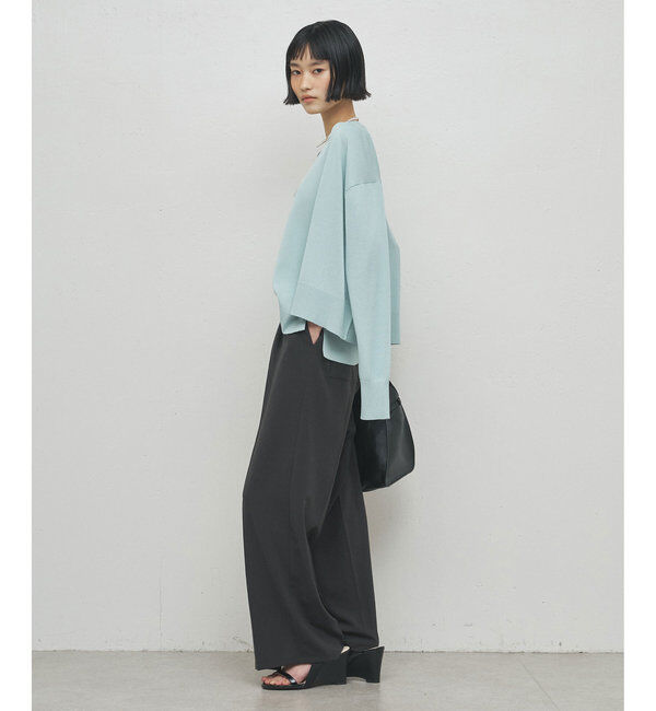  「ジャージーワイドタックパンツ」|スラックス|