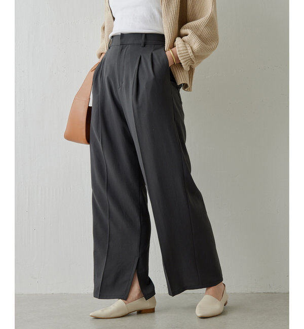  「ジャージーワイドタックパンツ」|スラックス|