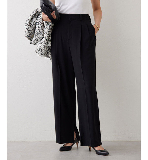  「ジャージーワイドタックパンツ」|スラックス|