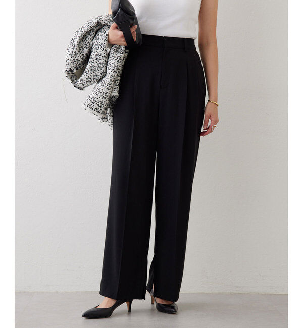  「ジャージーワイドタックパンツ」|スラックス|