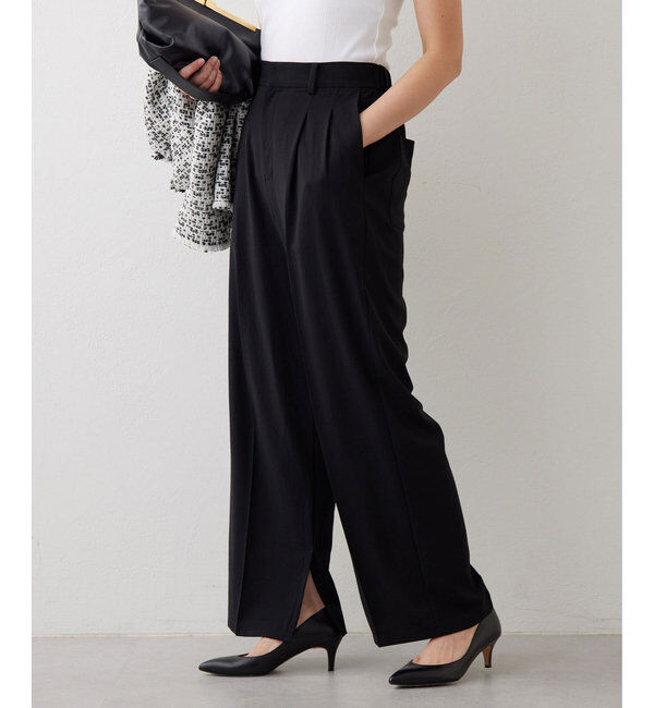  「ジャージーワイドタックパンツ」|スラックス|