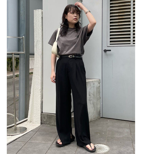  「ジャージーワイドタックパンツ」|スラックス|