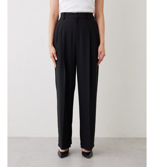  「ジャージーワイドタックパンツ」|スラックス|