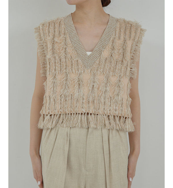  「【HERITANOVUM】フリンジニットベスト」|ニット・セーター|