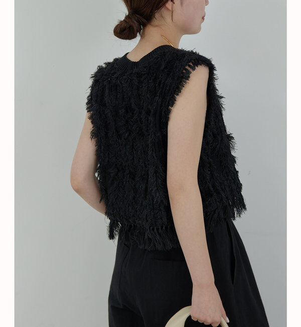  「【HERITANOVUM】フリンジニットベスト」|ニット・セーター|