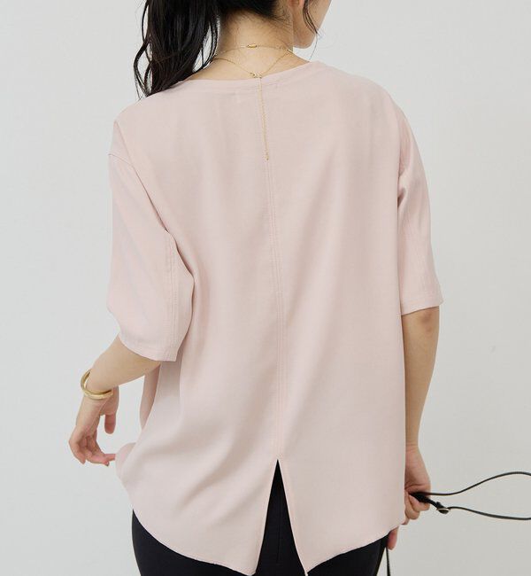  「バックスリットハーフスリーブブラウス」|シャツ・ブラウス|ベビーピンク