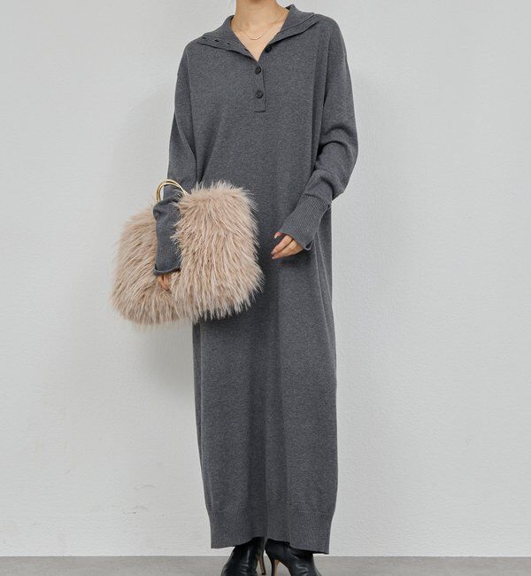  「【2way】 ニットタートルワンピース」|ワンピース|グレー