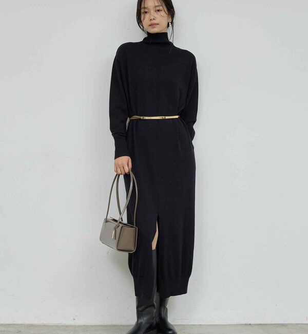  「【2way】 ニットタートルワンピース」|ワンピース|ブラック