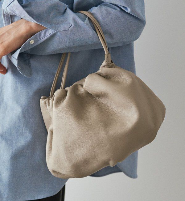  「レザー巾着4WAYショルダーバッグ」|ショルダー・メッセンジャー|グレージュ