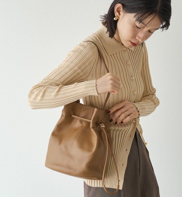  「レザー巾着バケットバッグ」|ショルダー・メッセンジャー|