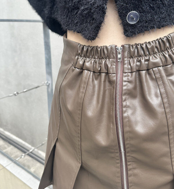  「[mline]レザープリーツミニスカート」|スカート|