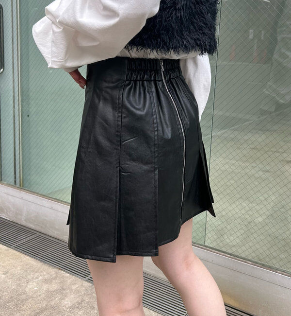 「[mline]レザープリーツミニスカート」|スカート|