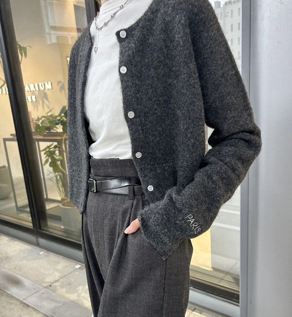  「【レイヤードスタイルも◎】PARIS刺繍カーディガン」|カーディガン|