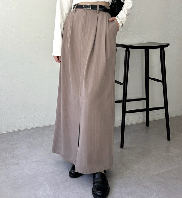  「スリットIラインスカート」|スカート|ベージュ
