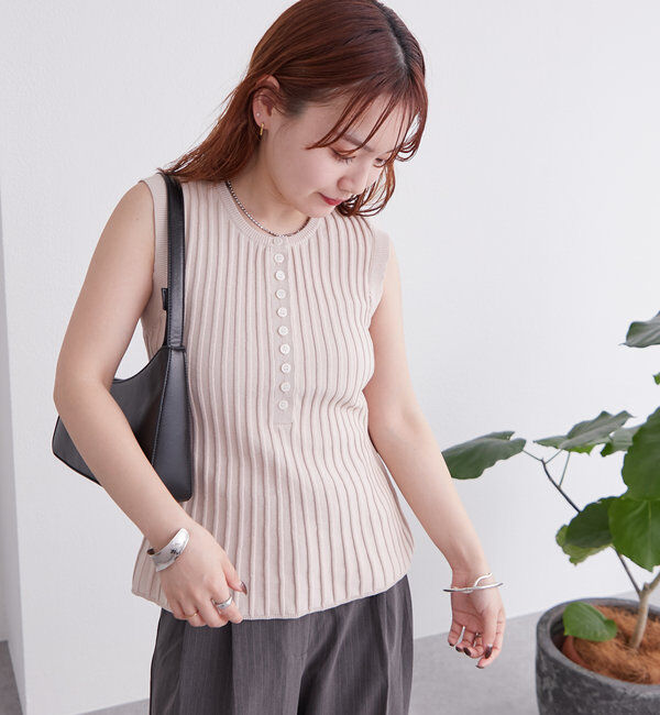  「リブボタンタンクトップ」|ニット・セーター|