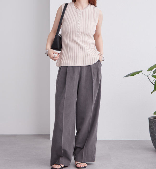  「リブボタンタンクトップ」|ニット・セーター|