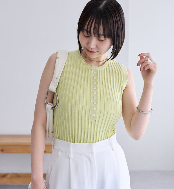  「リブボタンタンクトップ」|ニット・セーター|