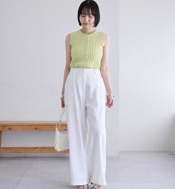  「リブボタンタンクトップ」|ニット・セーター|
