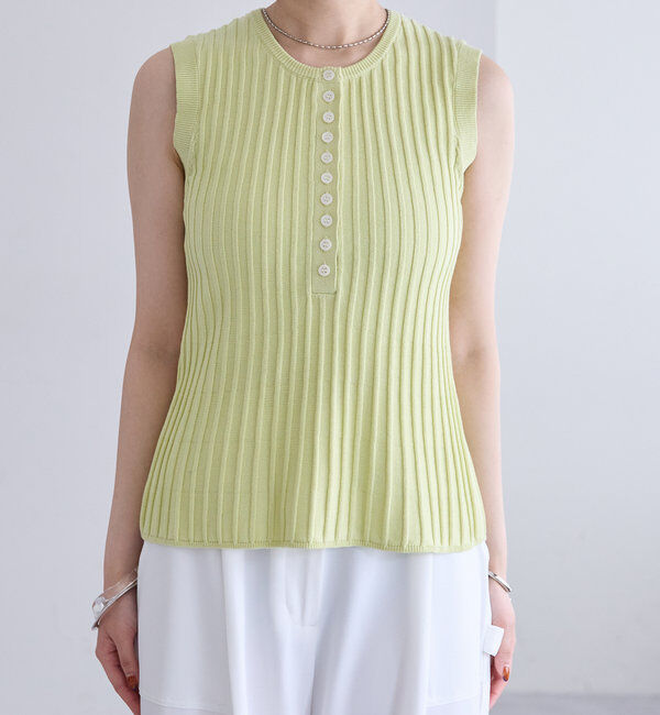  「リブボタンタンクトップ」|ニット・セーター|