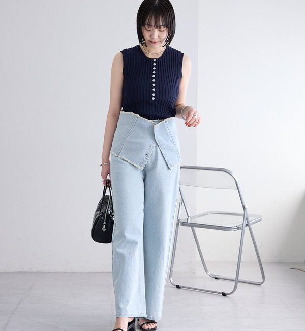  「リブボタンタンクトップ」|ニット・セーター|