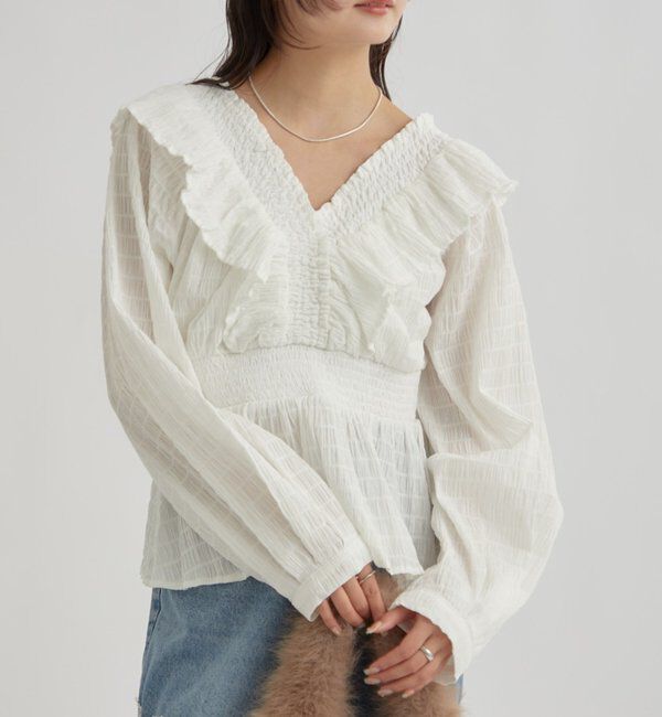  「スクエアシャーリングブラウス」|シャツ・ブラウス|オフホワイト