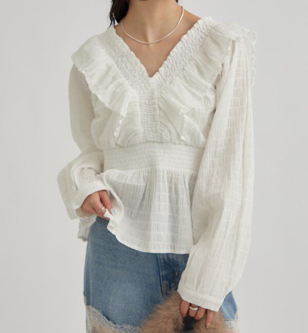  「スクエアシャーリングブラウス」|シャツ・ブラウス|