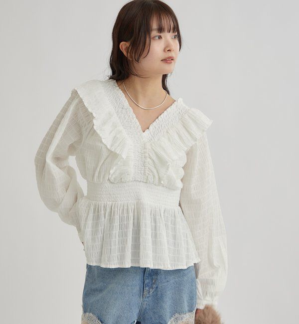  「スクエアシャーリングブラウス」|シャツ・ブラウス|