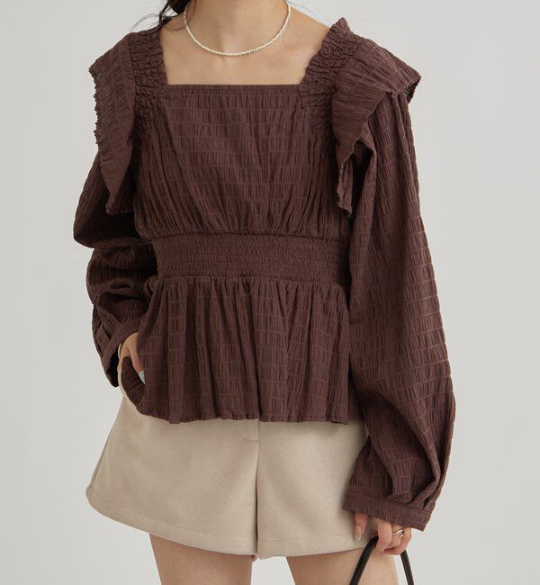  「スクエアシャーリングブラウス」|シャツ・ブラウス|