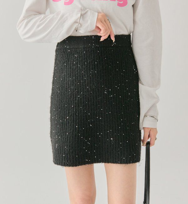  「スパンコールニットスカート」|スカート|