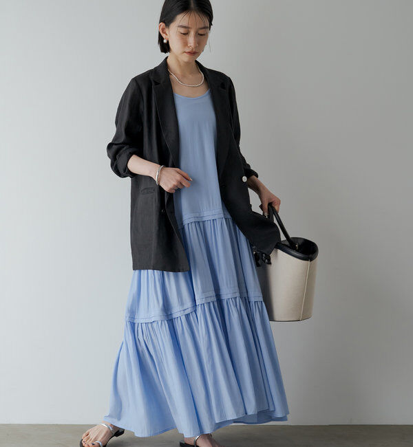  「【3サイズ展開】サテンティアードキャミワンピース」|ワンピース|