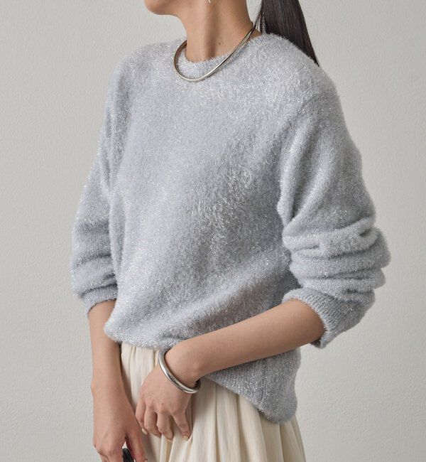  「ラメニットプルオーバー」|ニット・セーター|グレー