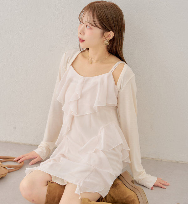  「フリルキャミワンピースボレロセット」|その他|アイボリー