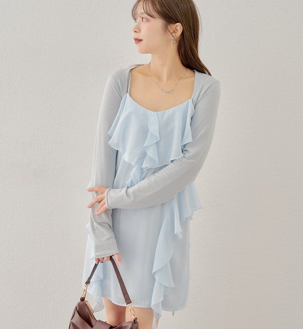  「フリルキャミワンピースボレロセット」|その他|ブルー
