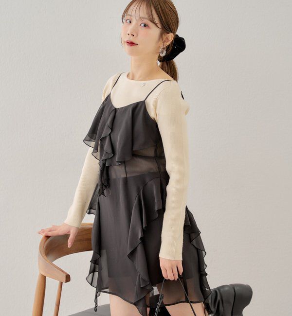  「フリルキャミワンピースボレロセット」|その他|ブラック