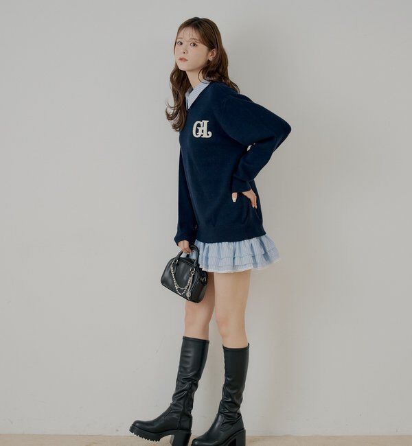  「【マルチway】シャツレイヤードニットワンピース」|ワンピース|