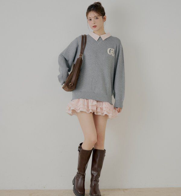  「【マルチway】シャツレイヤードニットワンピース」|ワンピース|