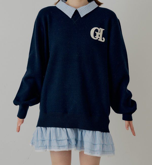  「【マルチway】シャツレイヤードニットワンピース」|ワンピース|